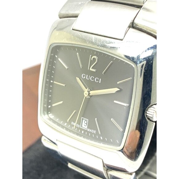 GUCCI Unisex Watch 8500M Swiss Quartz Gray Dial Silver Stainless Steel 34mm